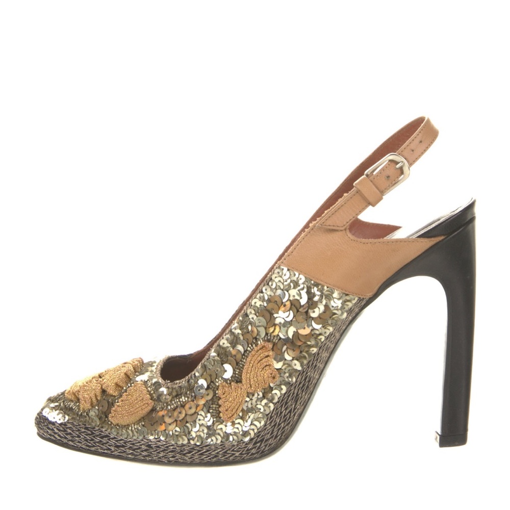 Authentic Dries Van Noten Leather Slingback Pumps